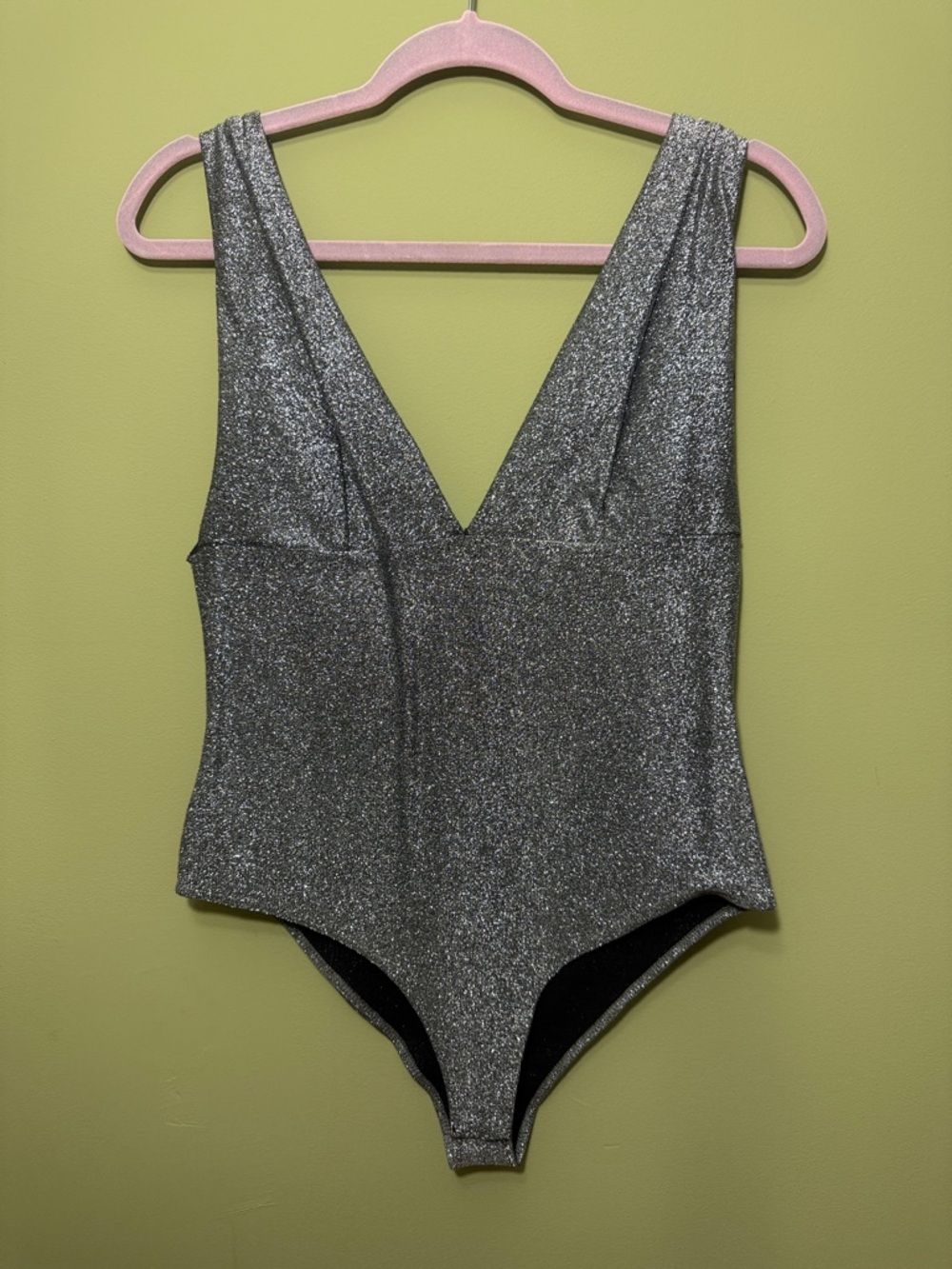 Silver Sparkle bodysuit - Shimmery V-Neck